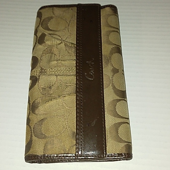 GUC Classic COACH Signature Mahogany/Khaki Large Checkbook Wallet~Rare - Picture 6 of 14